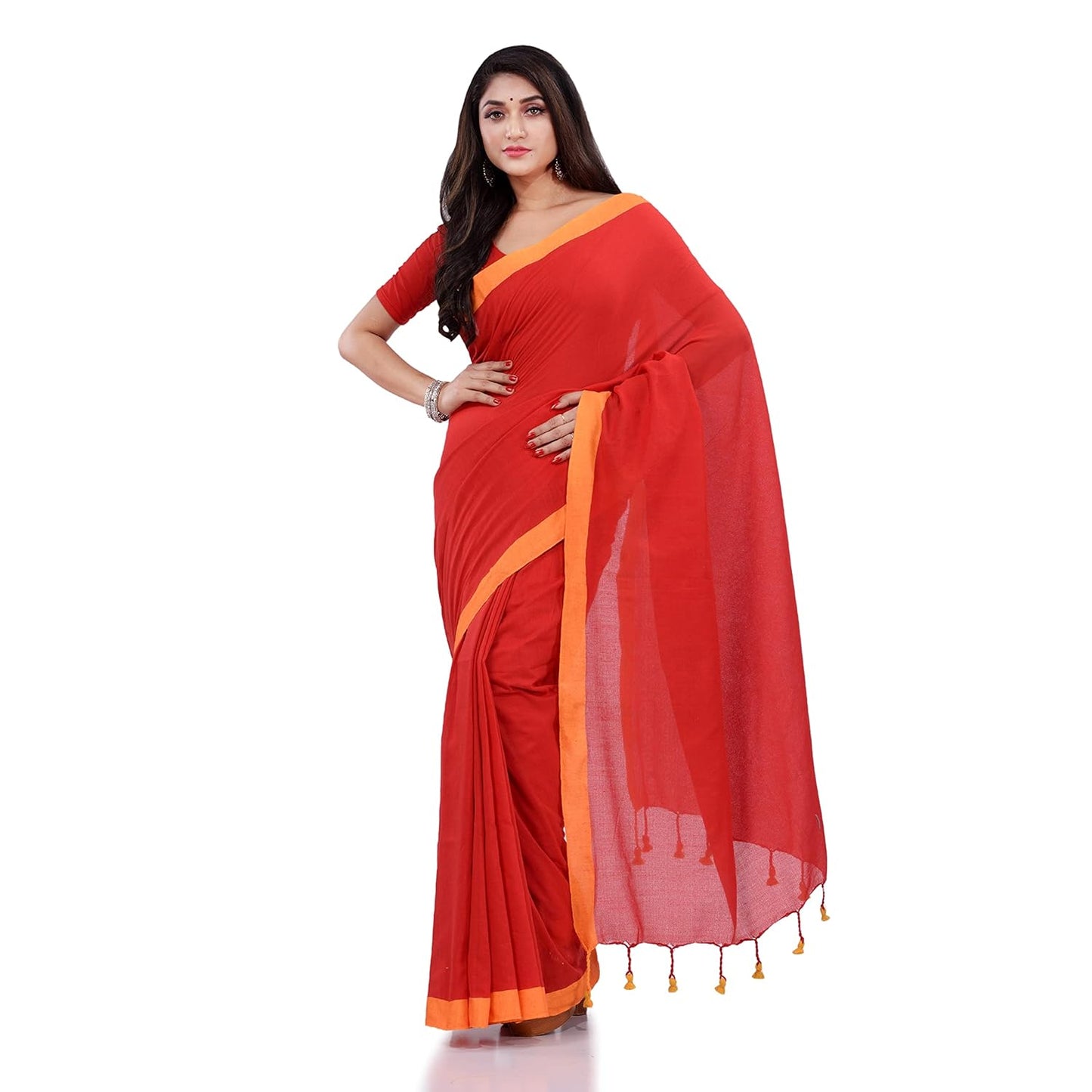 Women`s Handloom Pure Cotton Saree Without blouse