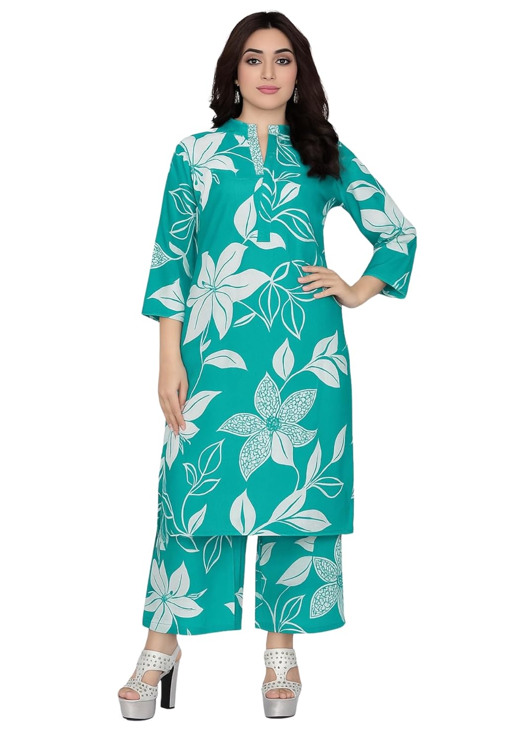 Women's Rayon Viscose Floral Print Kurta Palazzo