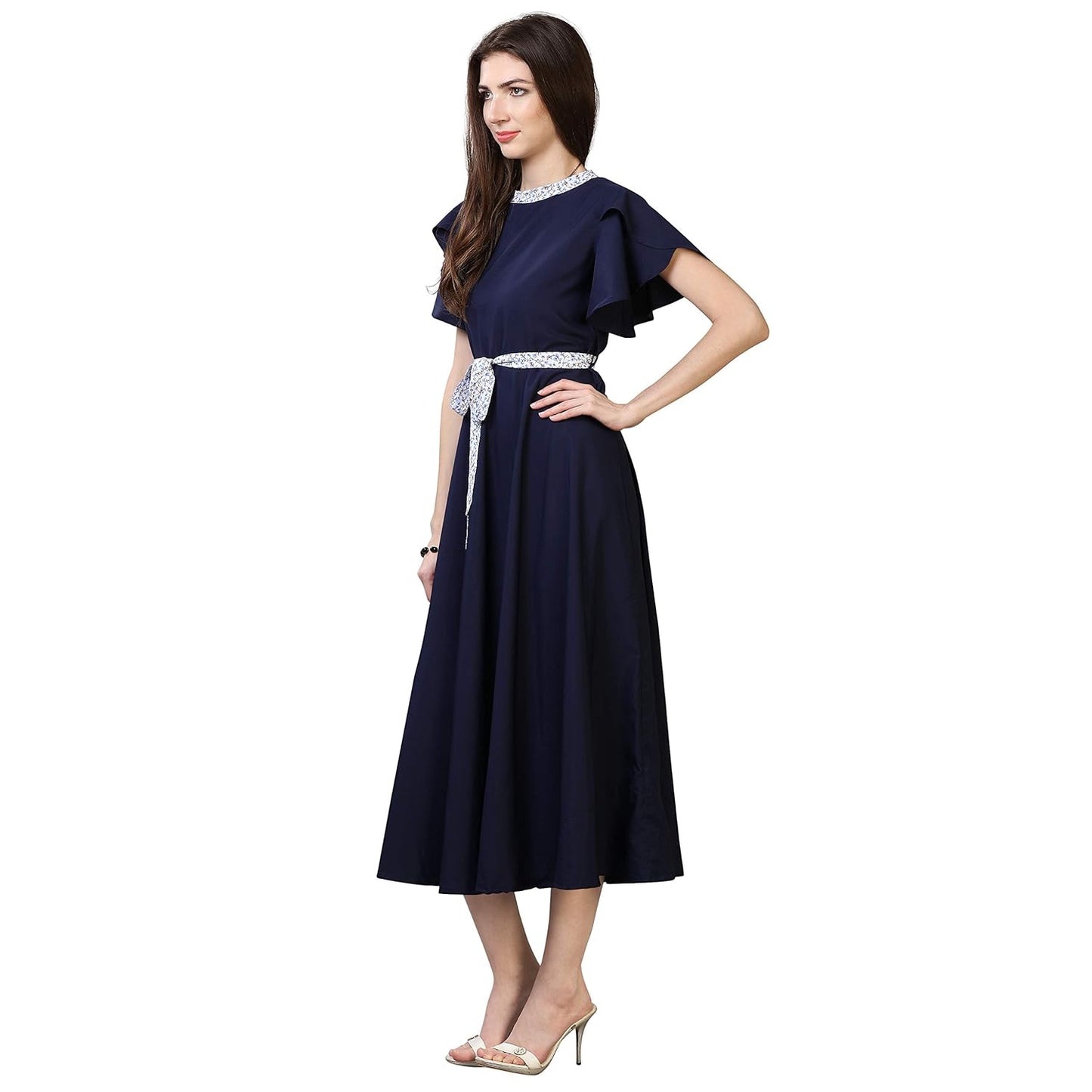 OOMPH! Women's Crepe A-Line Maxi Dress