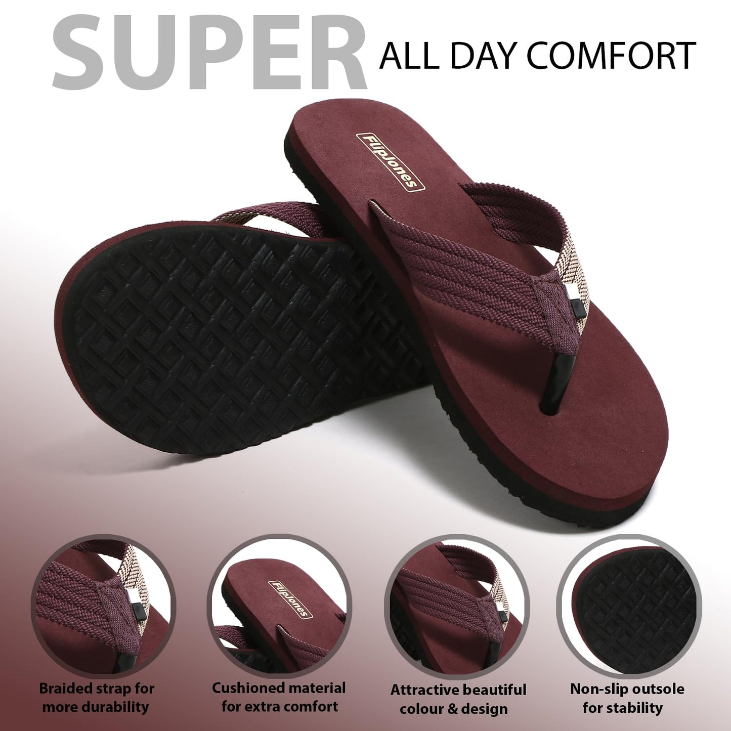 Comfort Flip Flops with Herringbone Pattern, Niwar Straps - alphahostel.in