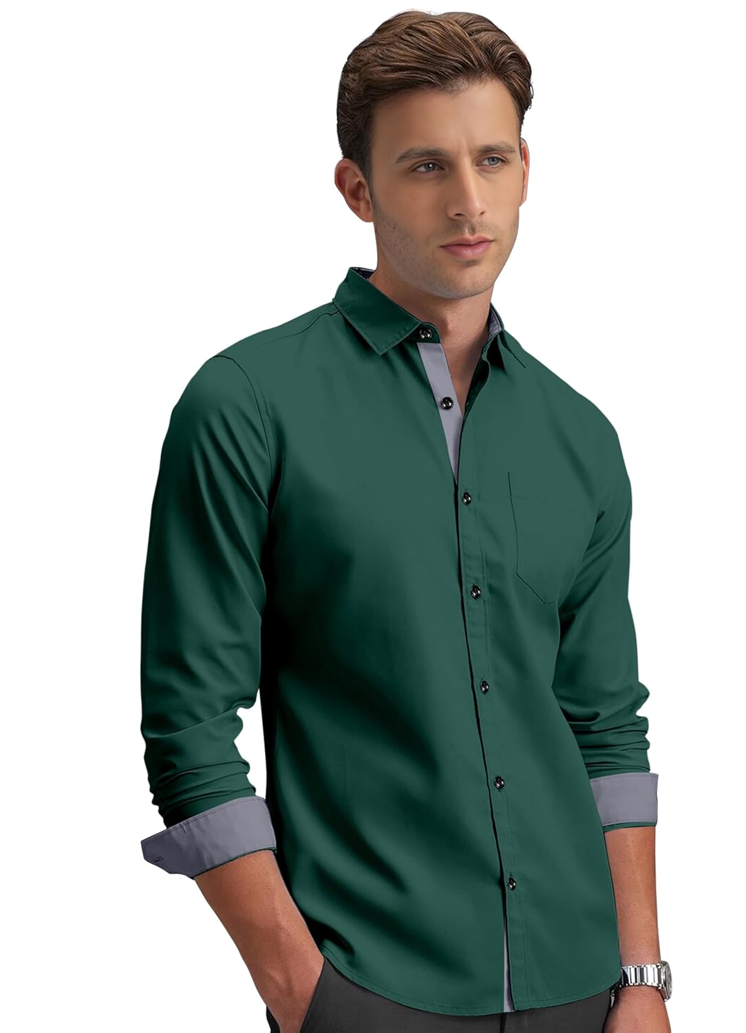 Shirt's Collection Solid Pattern Shirt(Contrast - Parent)