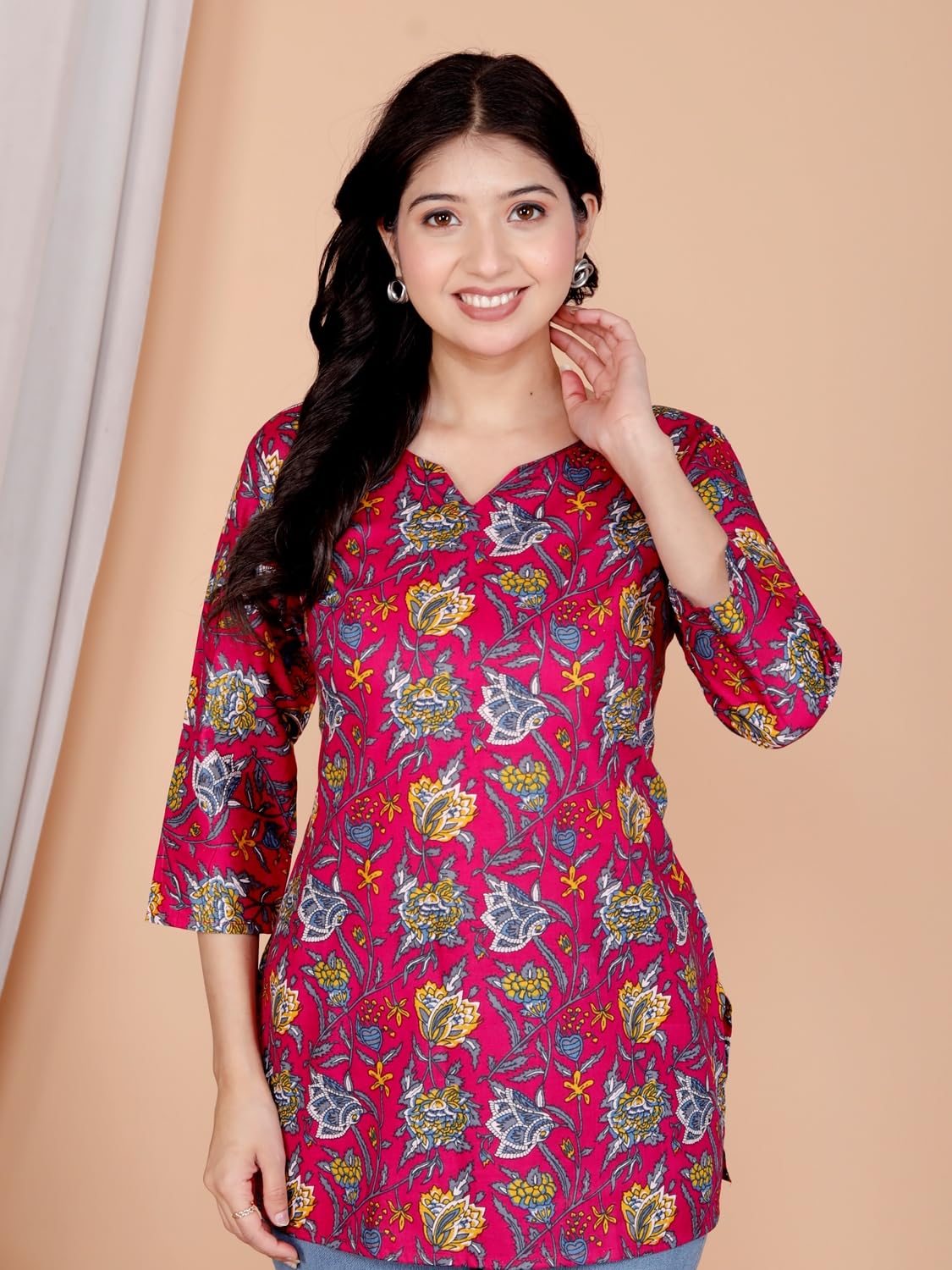 Women's Casual Jaipuri Cotton Printed Short Kurta