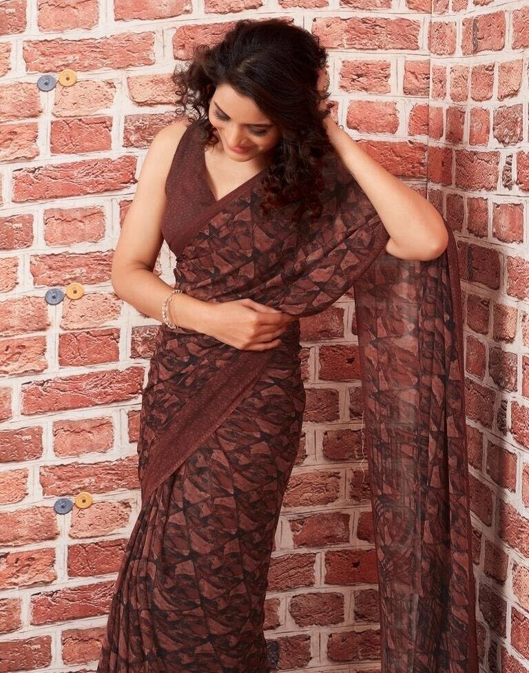 FASHION Women's Georgette Floral Printed Saree