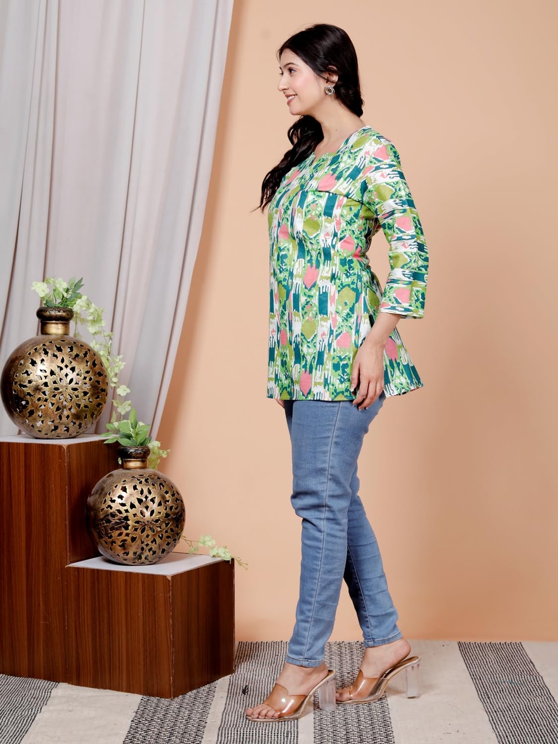 Women's Casual Jaipuri Cotton Printed Short Kurta