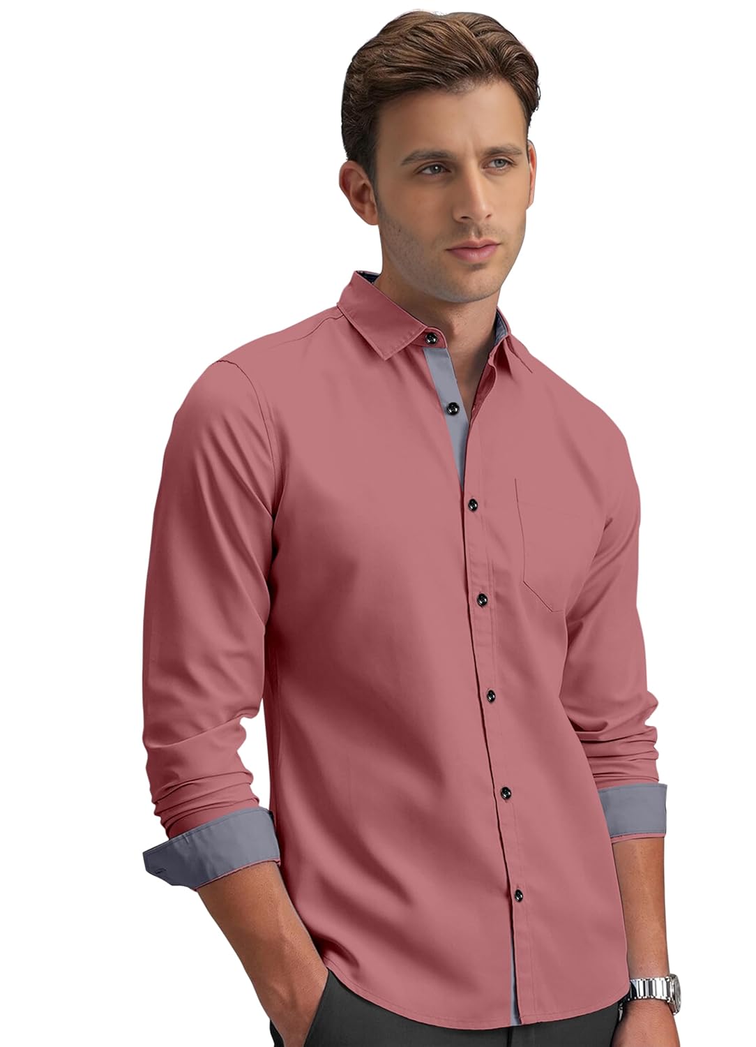 Shirt's Collection Solid Pattern Shirt(Contrast - Parent)