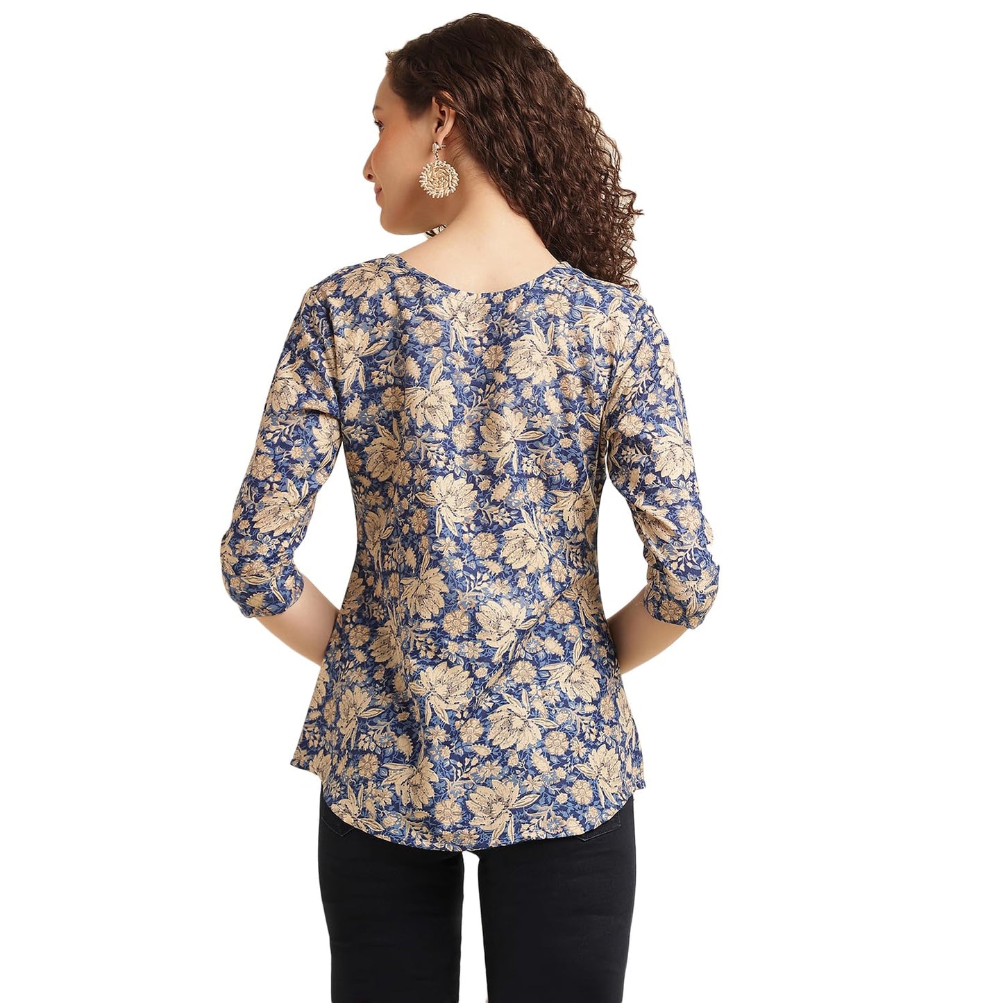 NAINVISH Tops for Women Printed Regular Fit Shirt Top for Women|Tops for Women Stylish Latest|Office Wear Tops for Women|Cotton Blend Tops for Women