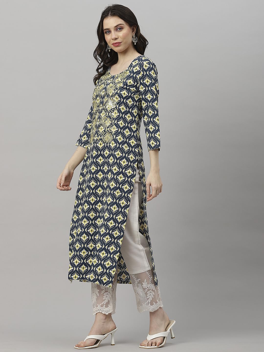 ANNI DESIGNER Women's Cotton Blend Regular Fit Kurta