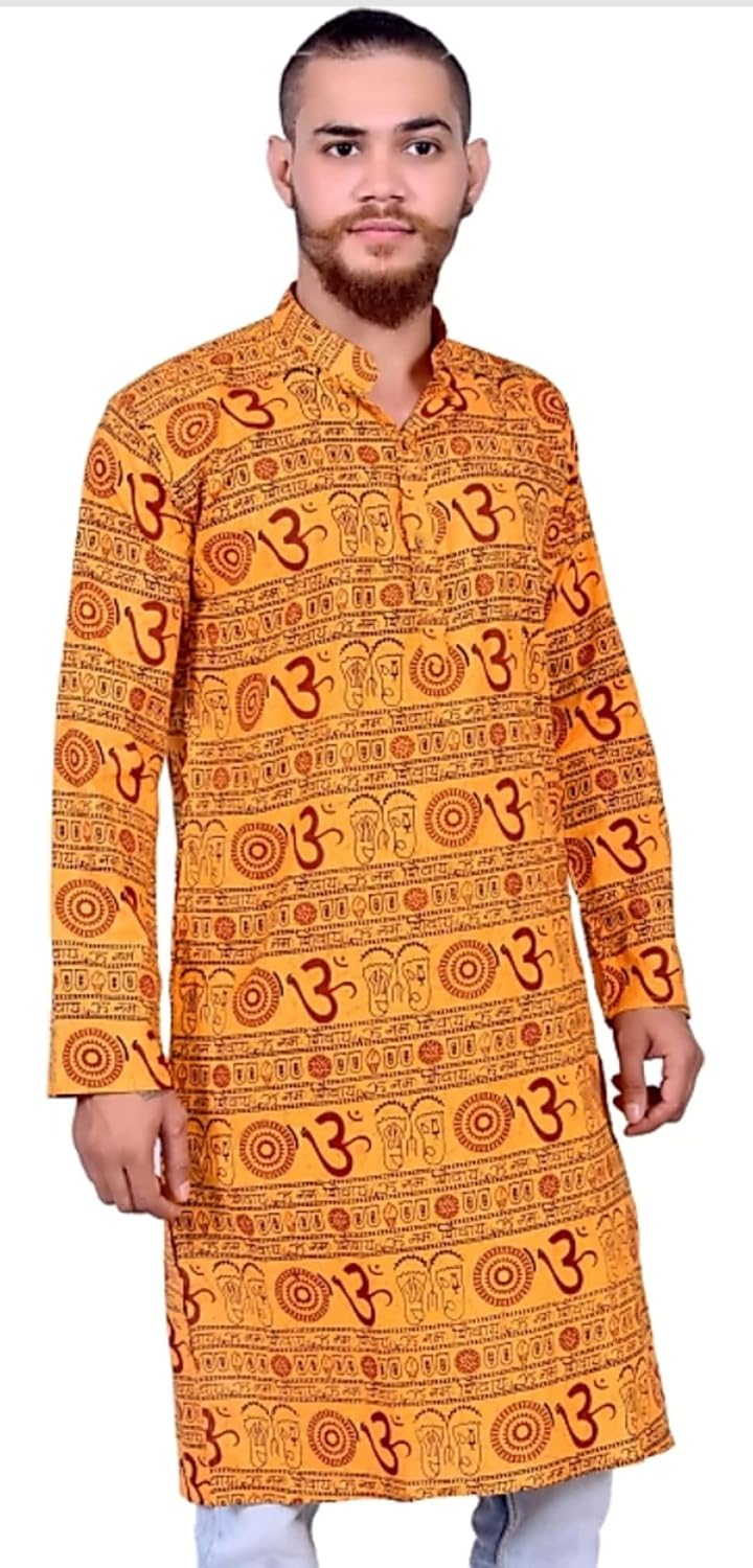 Mahakal/Om Men's Printed Cotton Festive and Casual