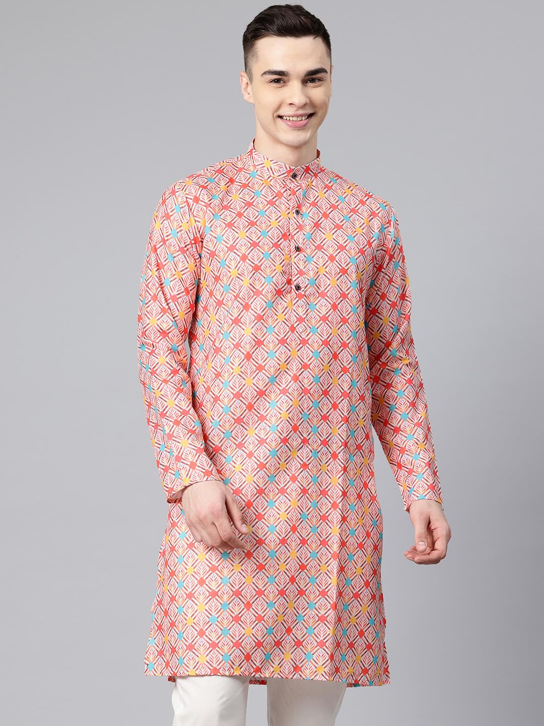 Luxrio Printed Kurta for Men Cotton Blend Linen