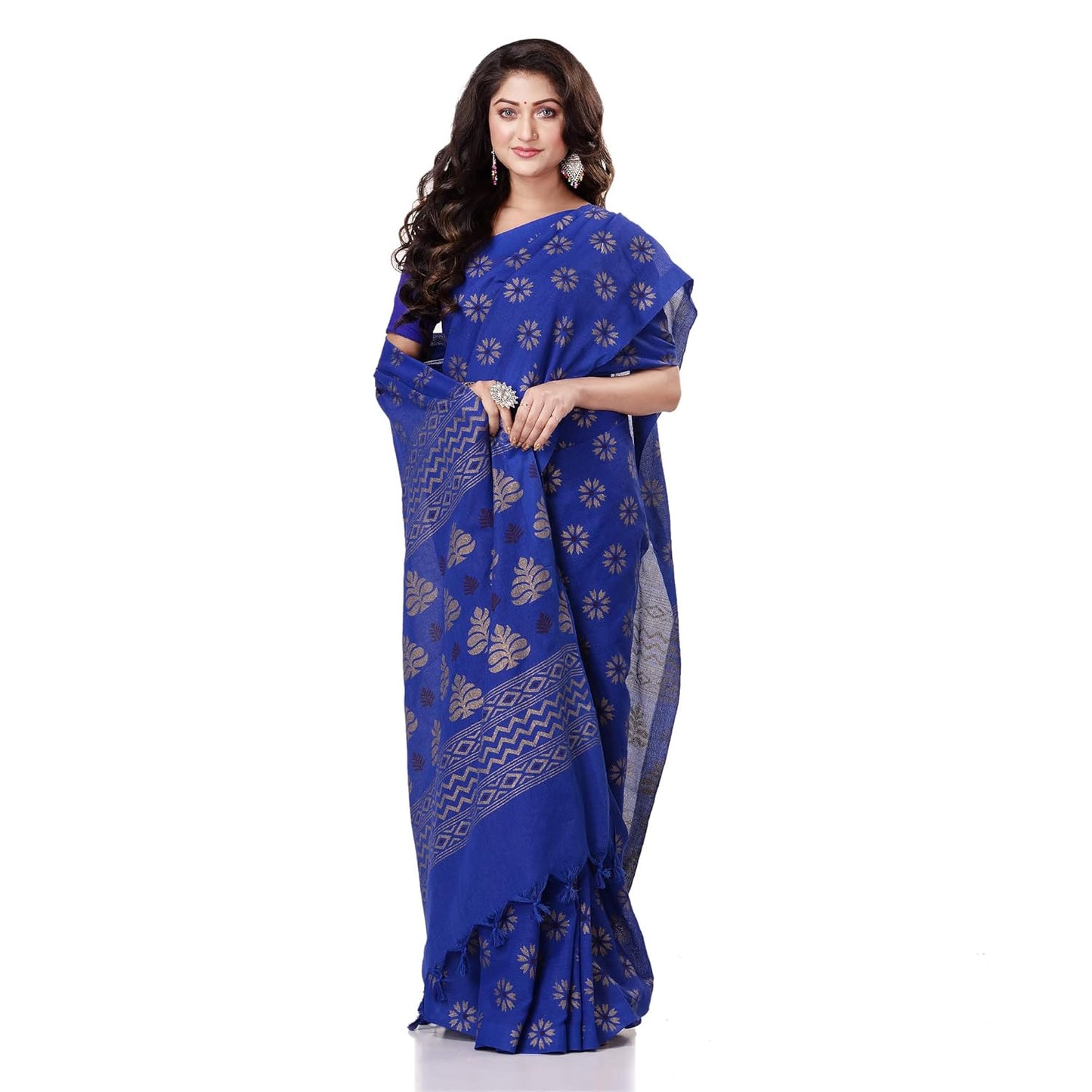 Women`sl Tant Work Design Soft Saree With Blouse Piece