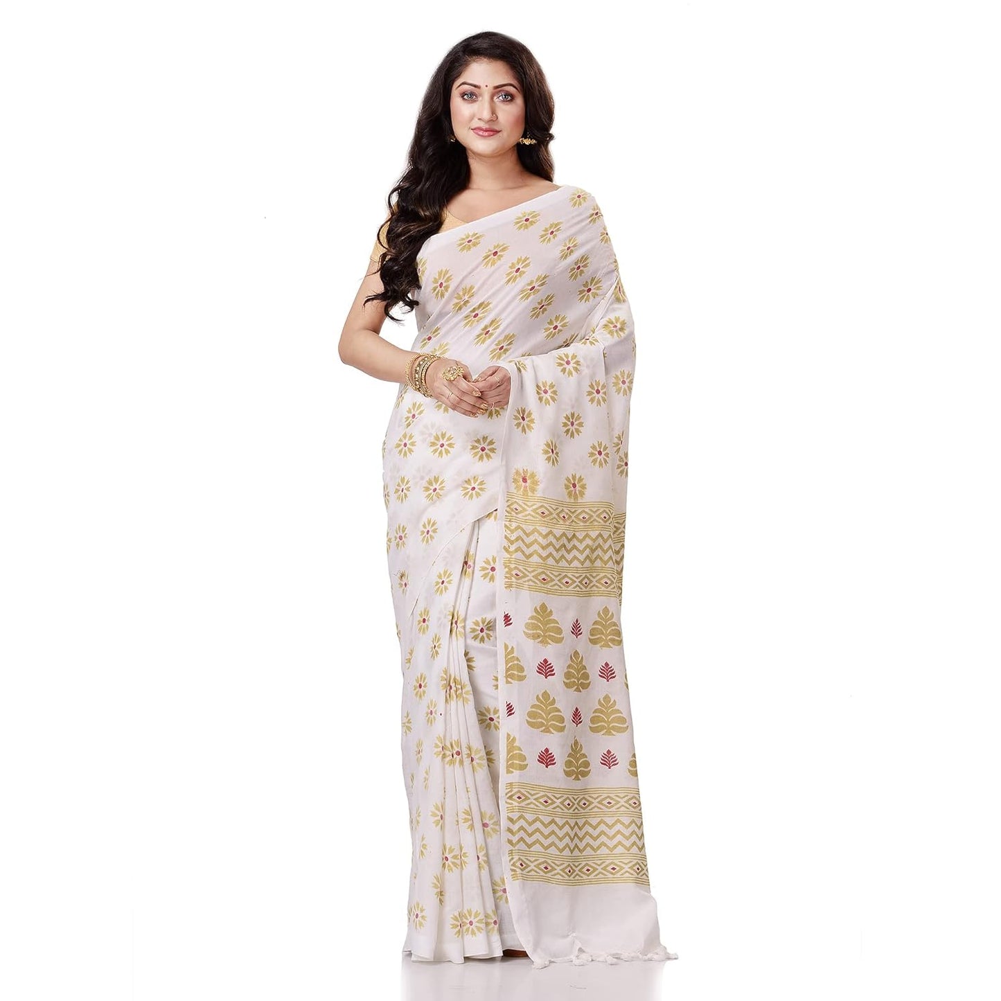 Women`sl Tant Work Design Soft Saree With Blouse Piece