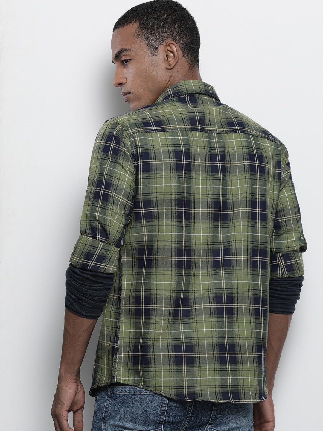 The Indian Garage Co Men's Cotton Slim Fit Checkered