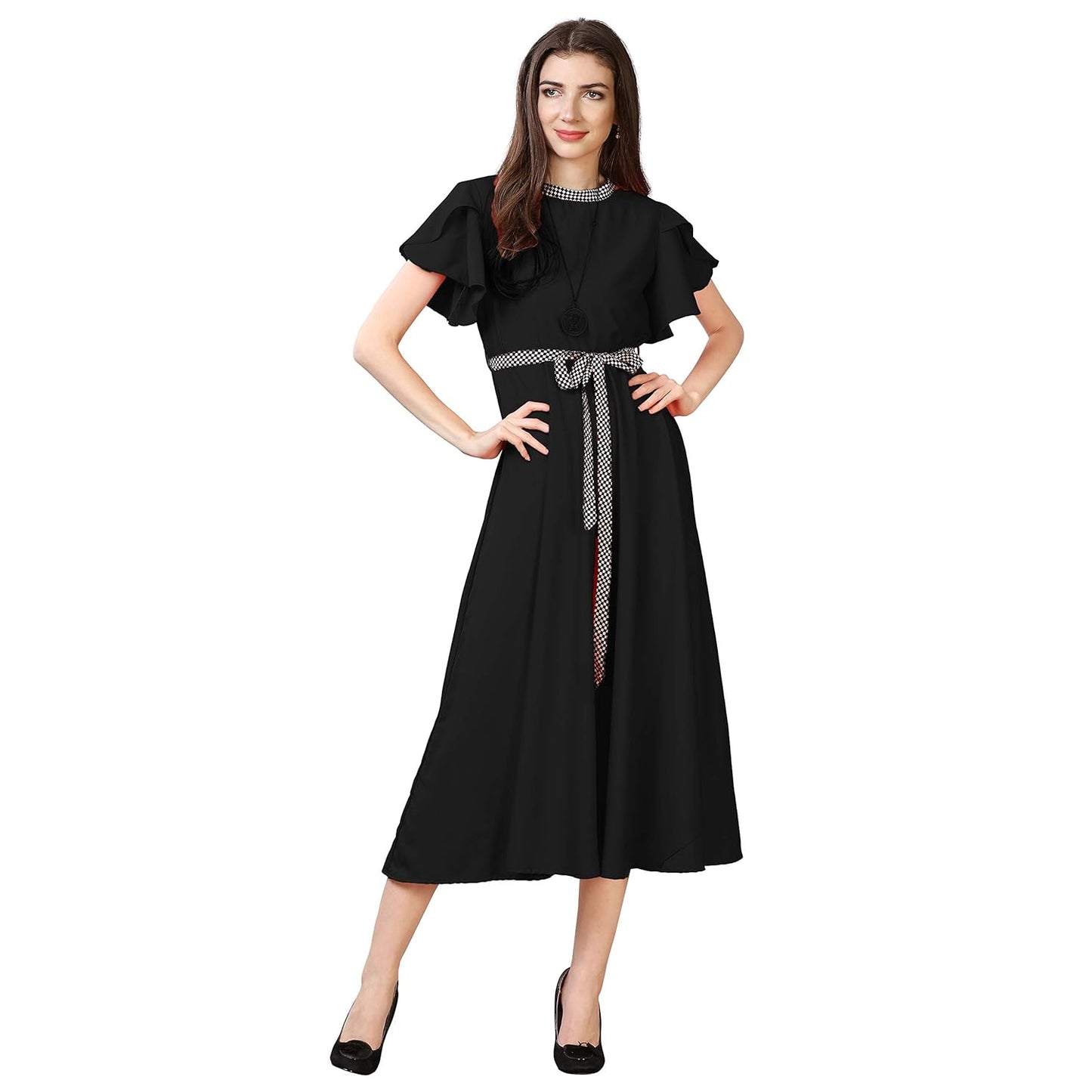 OOMPH! Women's Crepe A-Line Maxi Dress