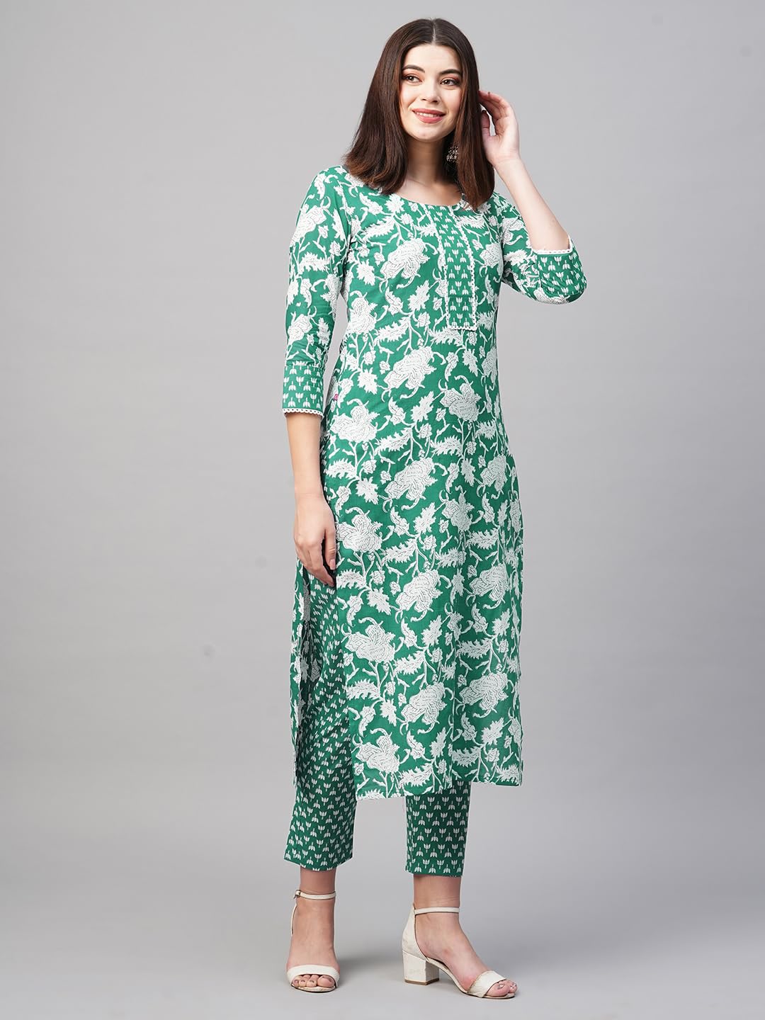 ANNI DESIGNER Women's Cotton Blend Kurta with Pant