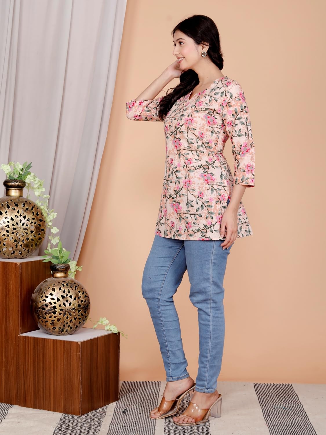 Women's Casual Jaipuri Cotton Printed Short Kurta
