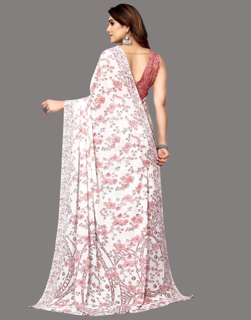 FASHION Women's Georgette Floral Printed Saree