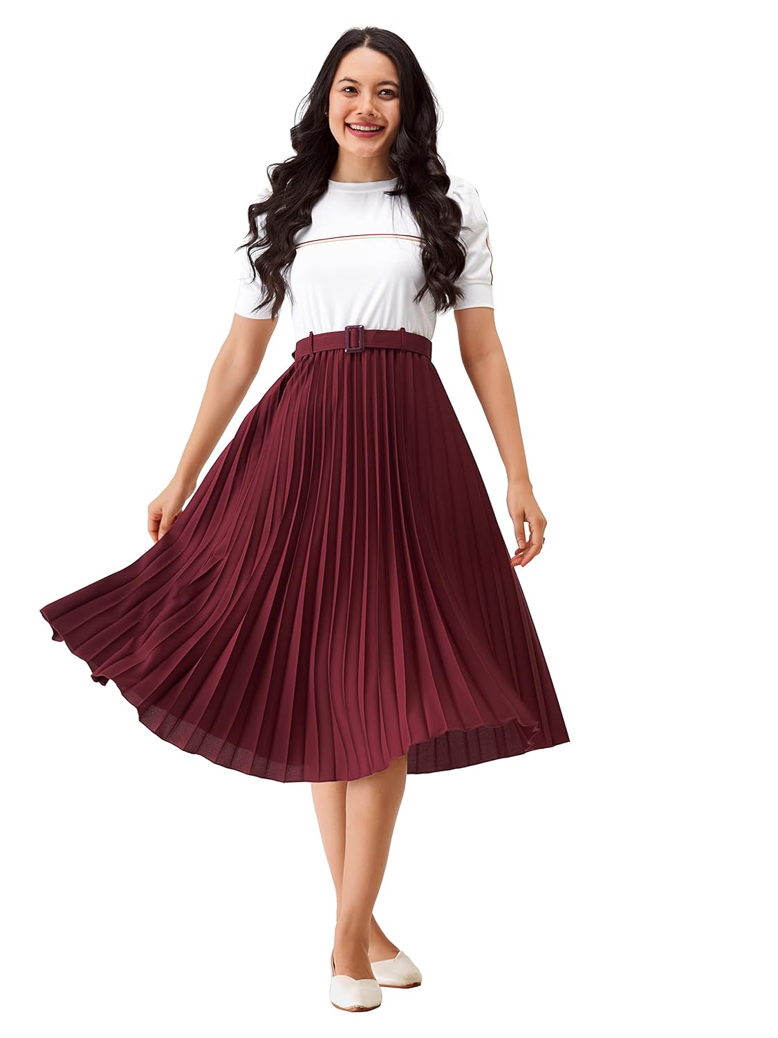 AASK Women Fit& Flare Polyster Solid Dress for Women