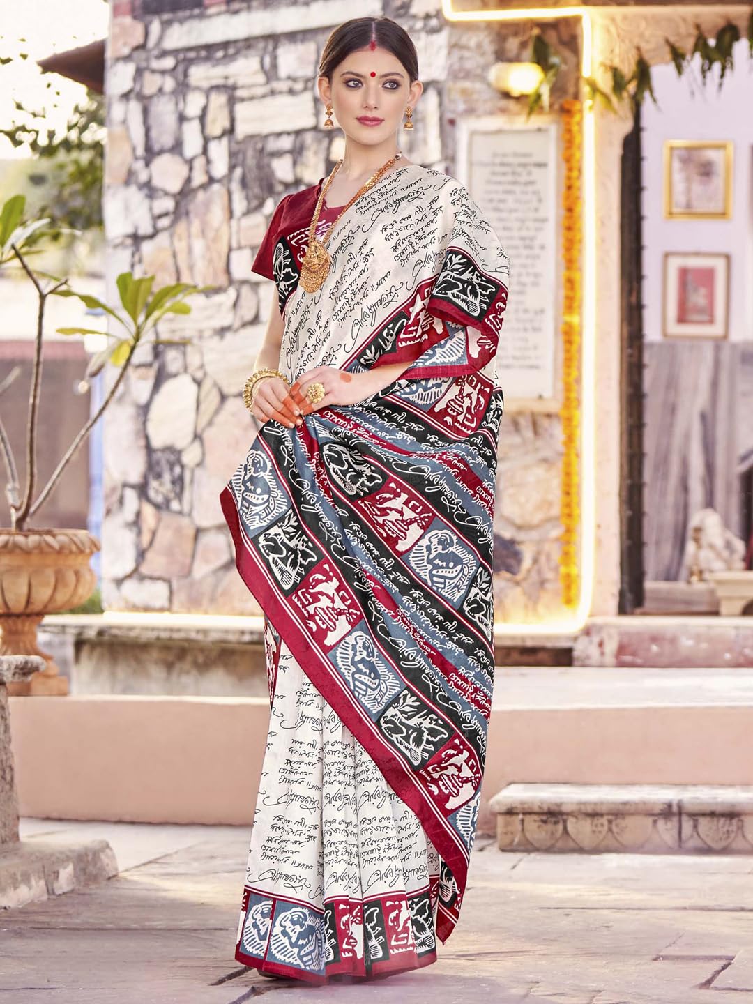 Women's Bhagalpuri Silk Ethnic Motif Printed Saree