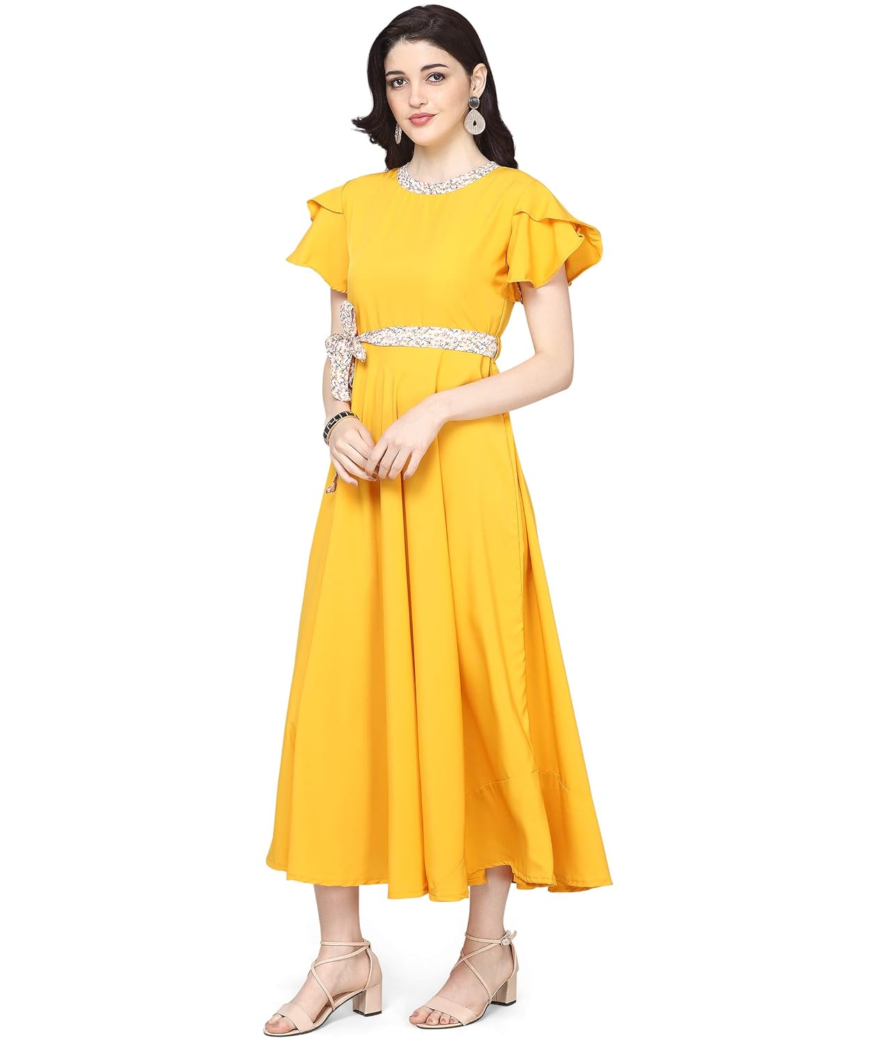 OOMPH! Women's Crepe A-Line Maxi Dress
