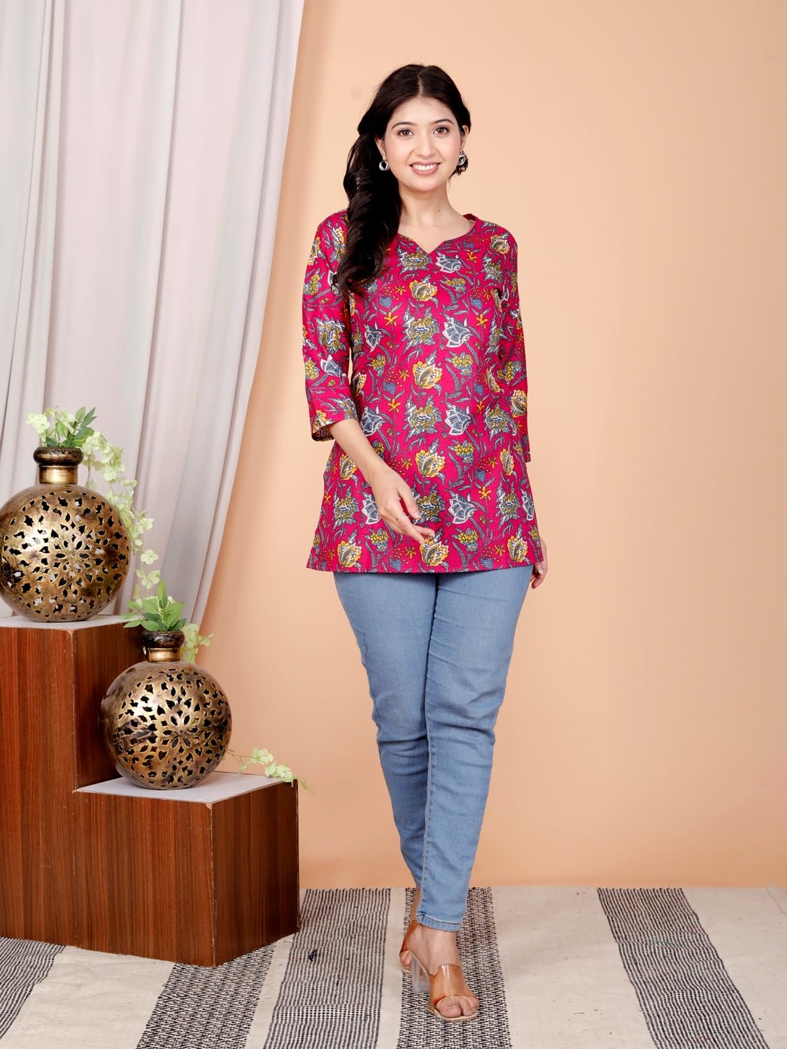 Women's Casual Jaipuri Cotton Printed Short Kurta