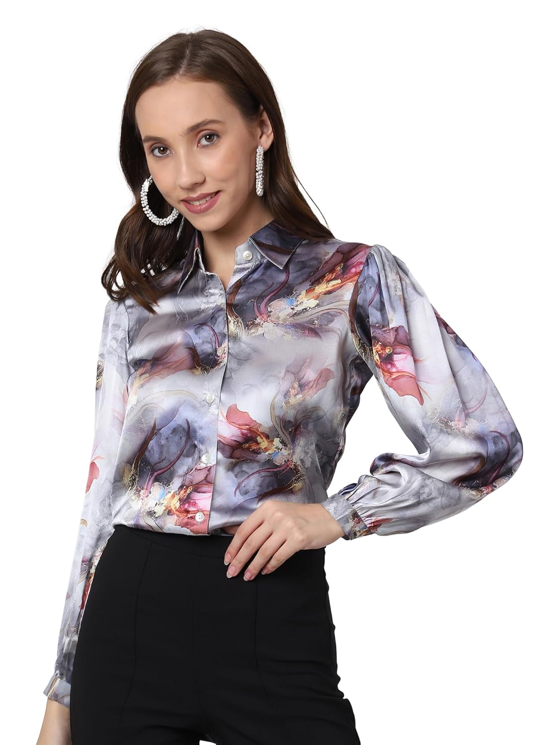 Urban Komfort Women's Abstract Print Full Sleeve Satin