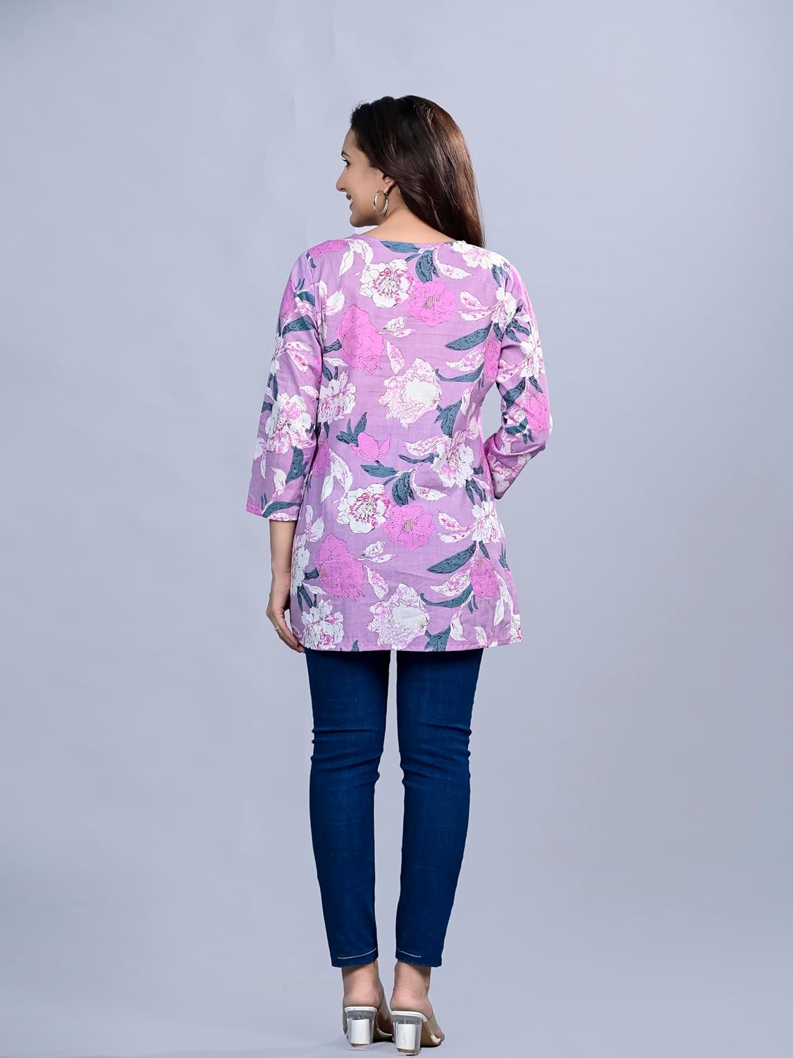 HION HILS Women's Stylish 3/4 Sleeve Floral Printed