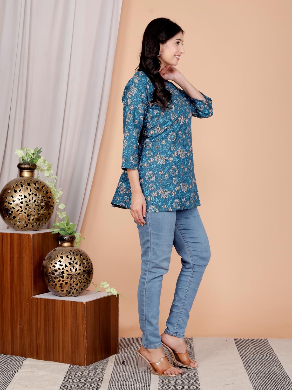 Women's Casual Jaipuri Cotton Printed Short Kurta