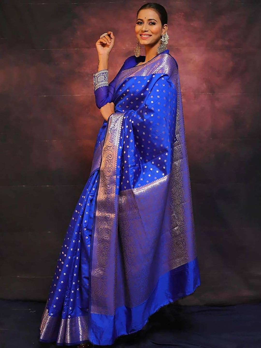 Women's Cotton Silk Woven Saree with Blouse Material