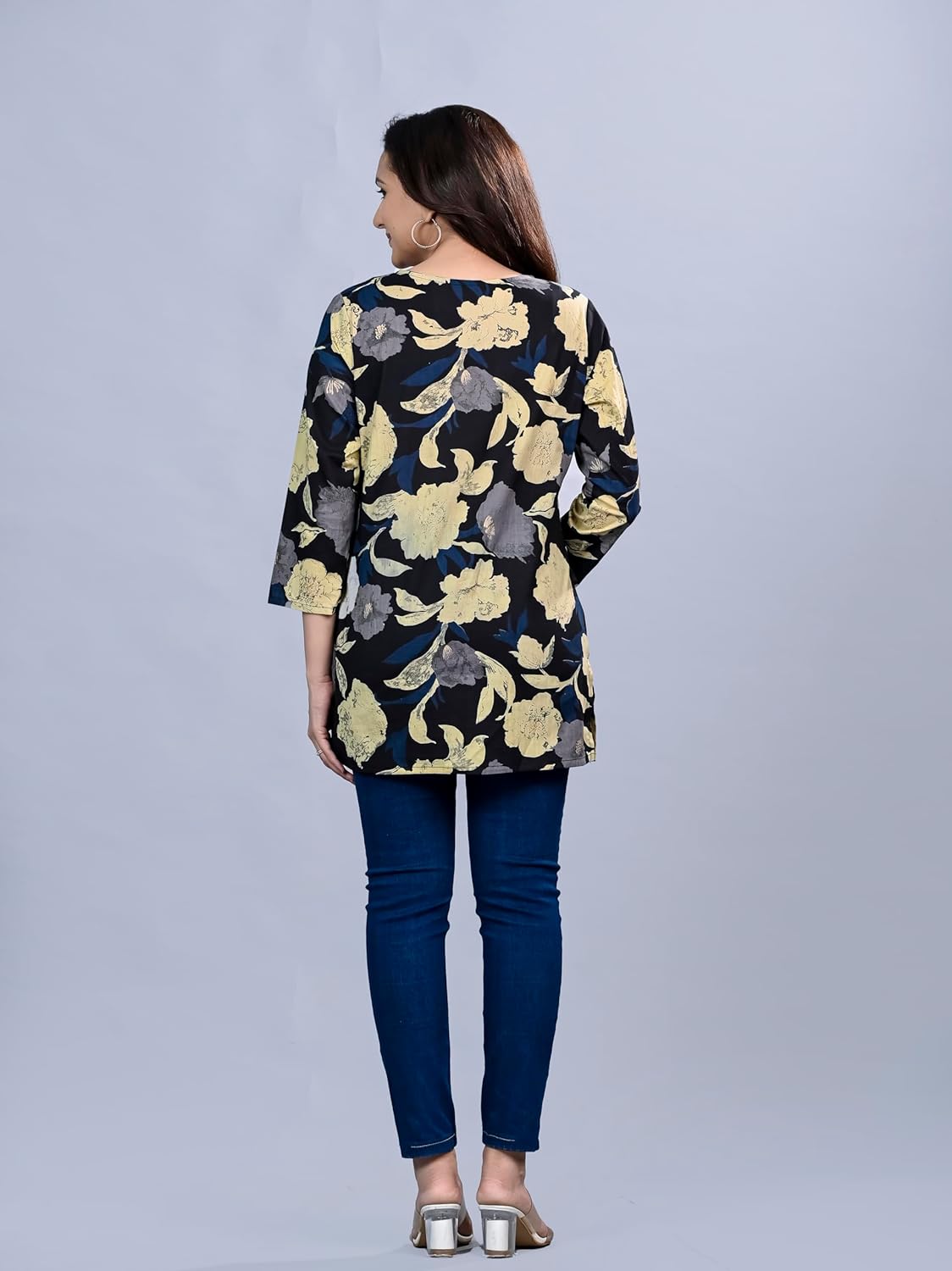 HION HILS Women's Stylish 3/4 Sleeve Floral Printed
