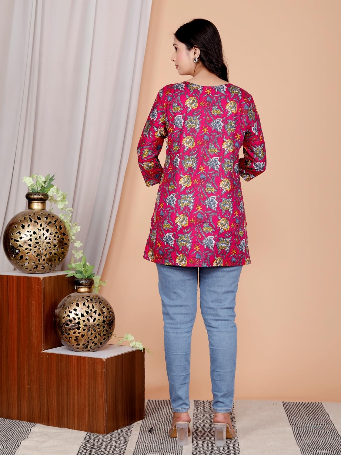 Women's Casual Jaipuri Cotton Printed Short Kurta