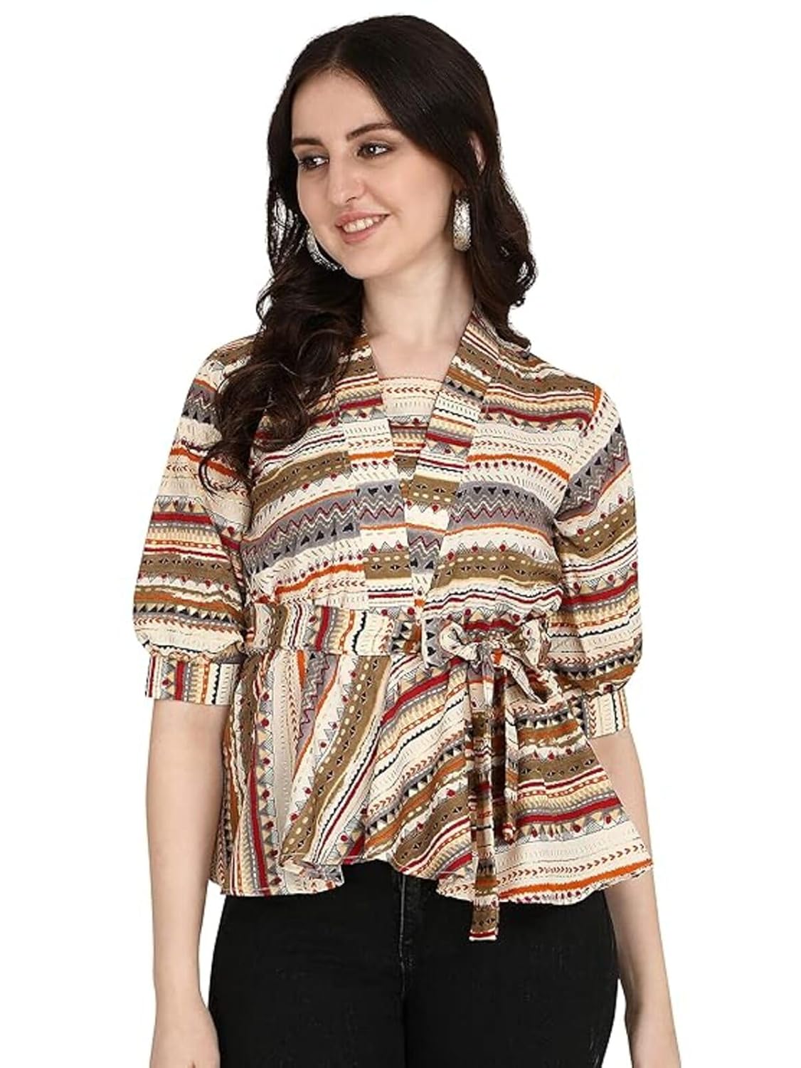 Leriya Fashion Women's Printed Regular Fit Top with Half Sleeves for Office Wear, Casual Wear, Under 399 Top for Women/Girls Top