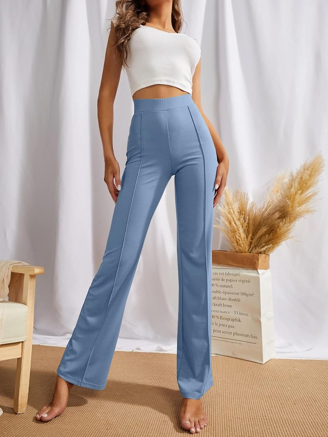SWADESI STUFF Women's High-Waisted Pant Bell Bottom