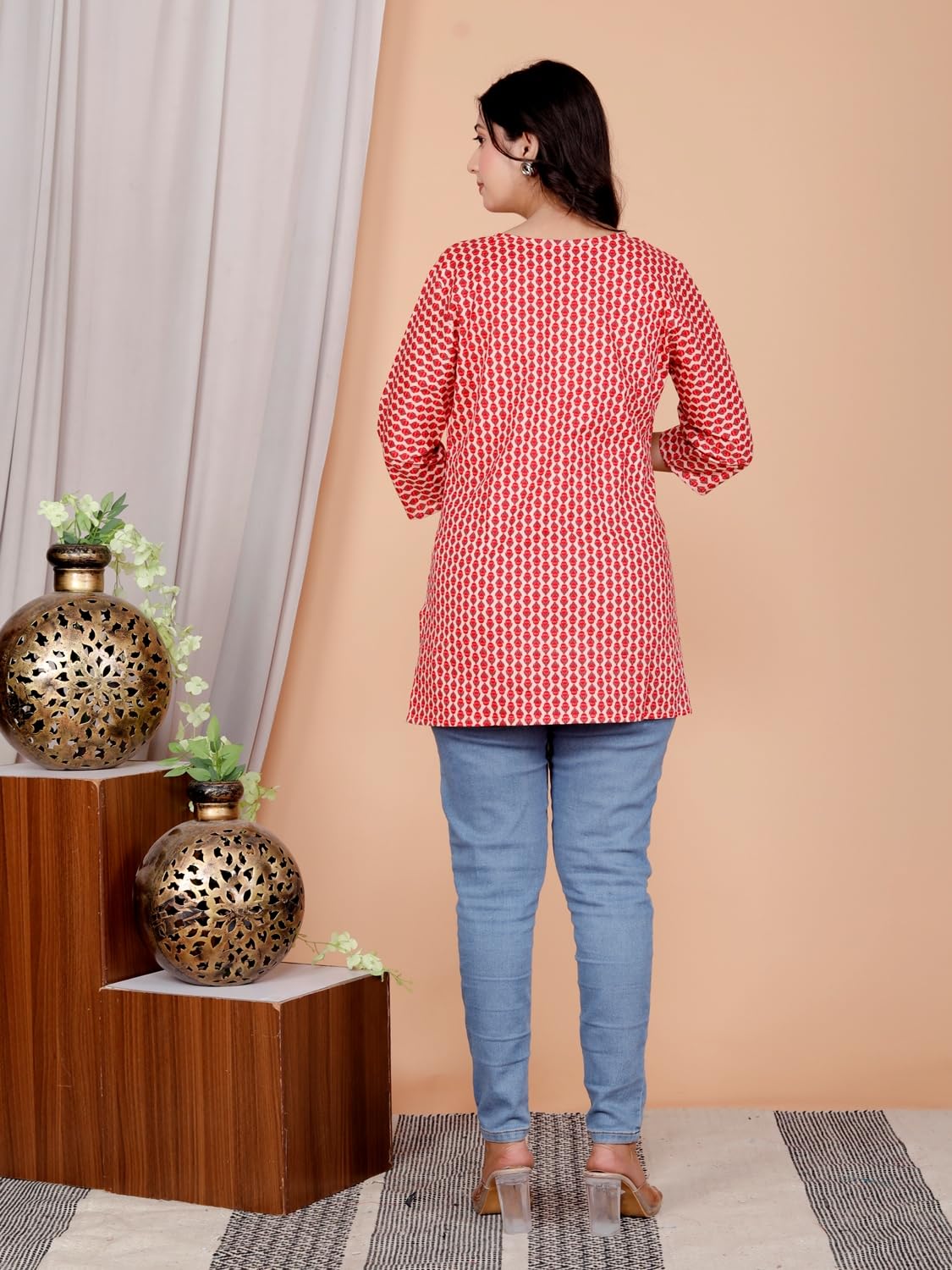Women's Casual Jaipuri Cotton Printed Short Kurta