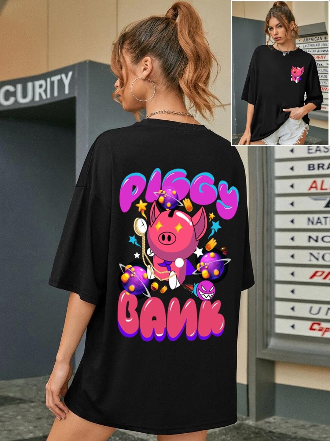 CHKOKKO Women's Polyester Oversized Fit Oversized Round Neck Drop Shoulder Printed T-Shirt