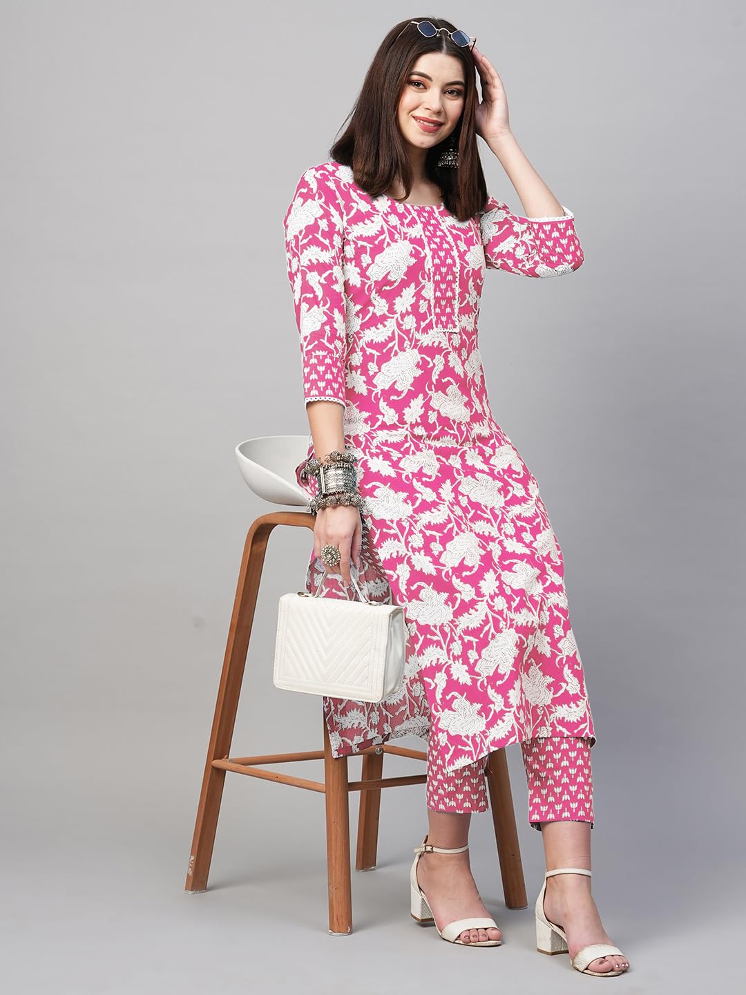 ANNI DESIGNER Women's Cotton Blend Kurta with Pant