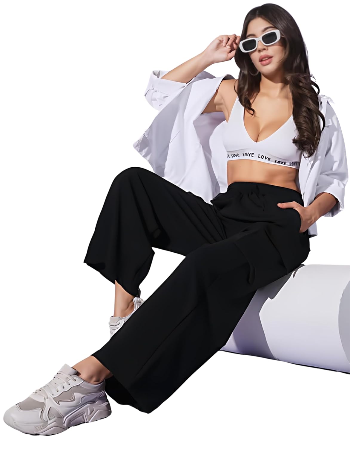 Women's High-Waist Wide Leg Cargo Pants