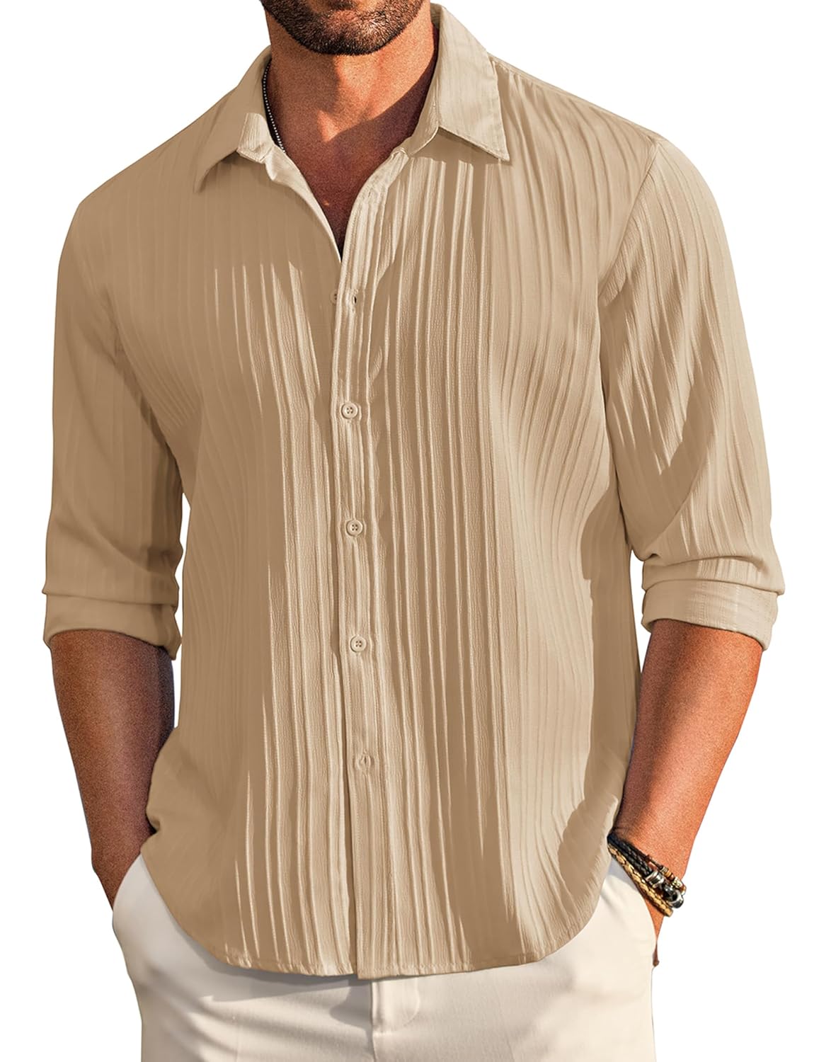 DEELMO Men's Casual Button Down Shirts Long Sleeve
