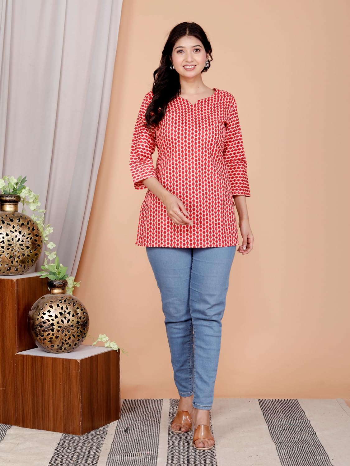 Women's Casual Jaipuri Cotton Printed Short Kurta