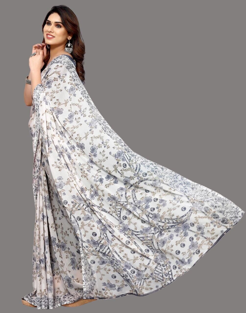 FASHION Women's Georgette Floral Printed Saree