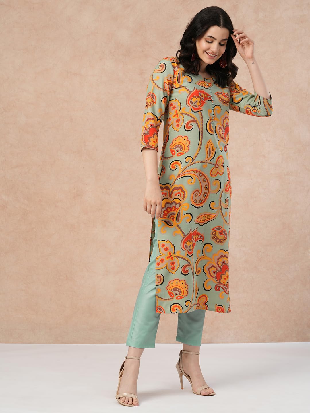 ANNI DESIGNER Women's Cotton Blend Kurta with Pant