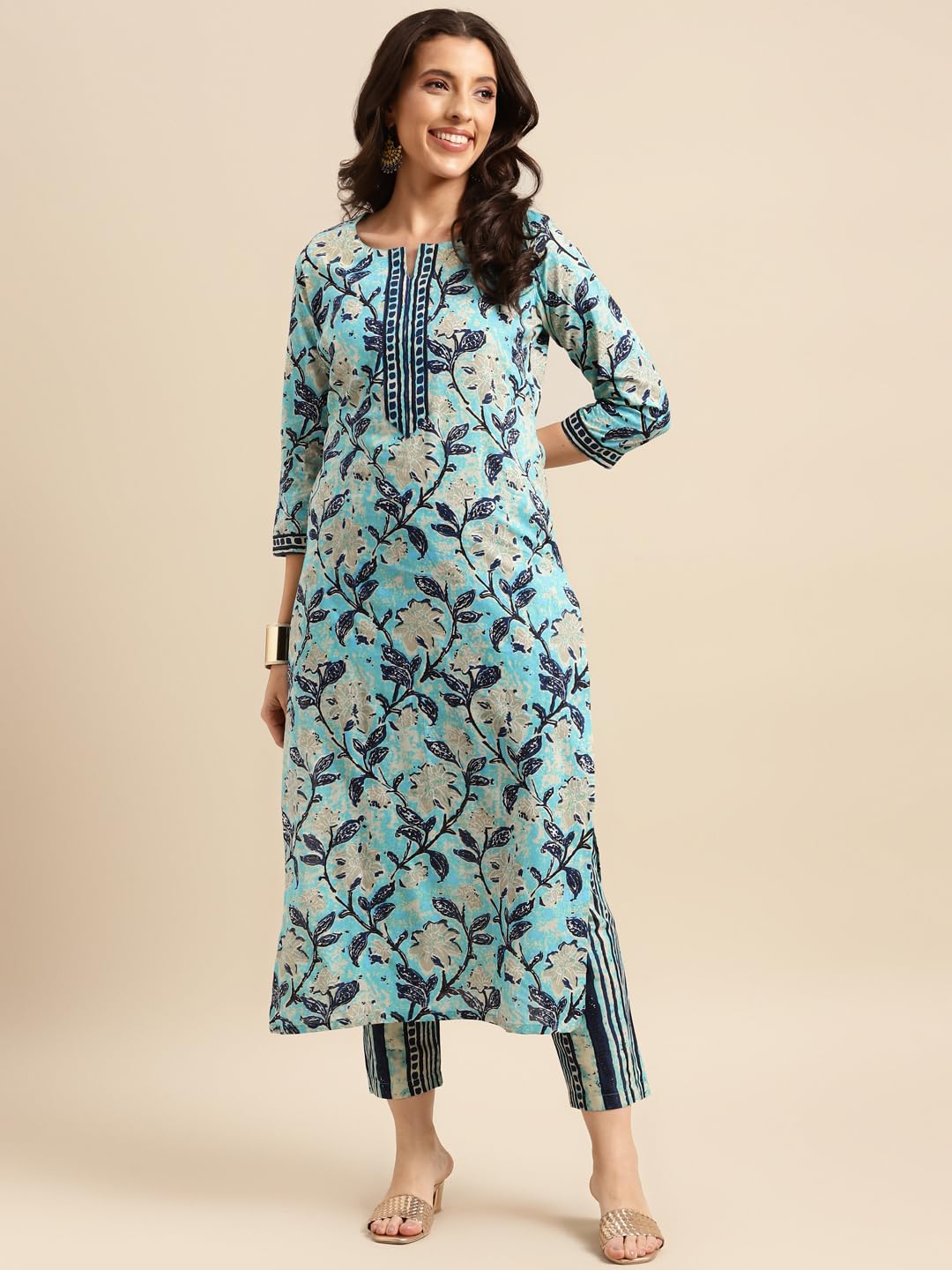 ANNI DESIGNER Women'S Cotton Blend Kurta With Pant