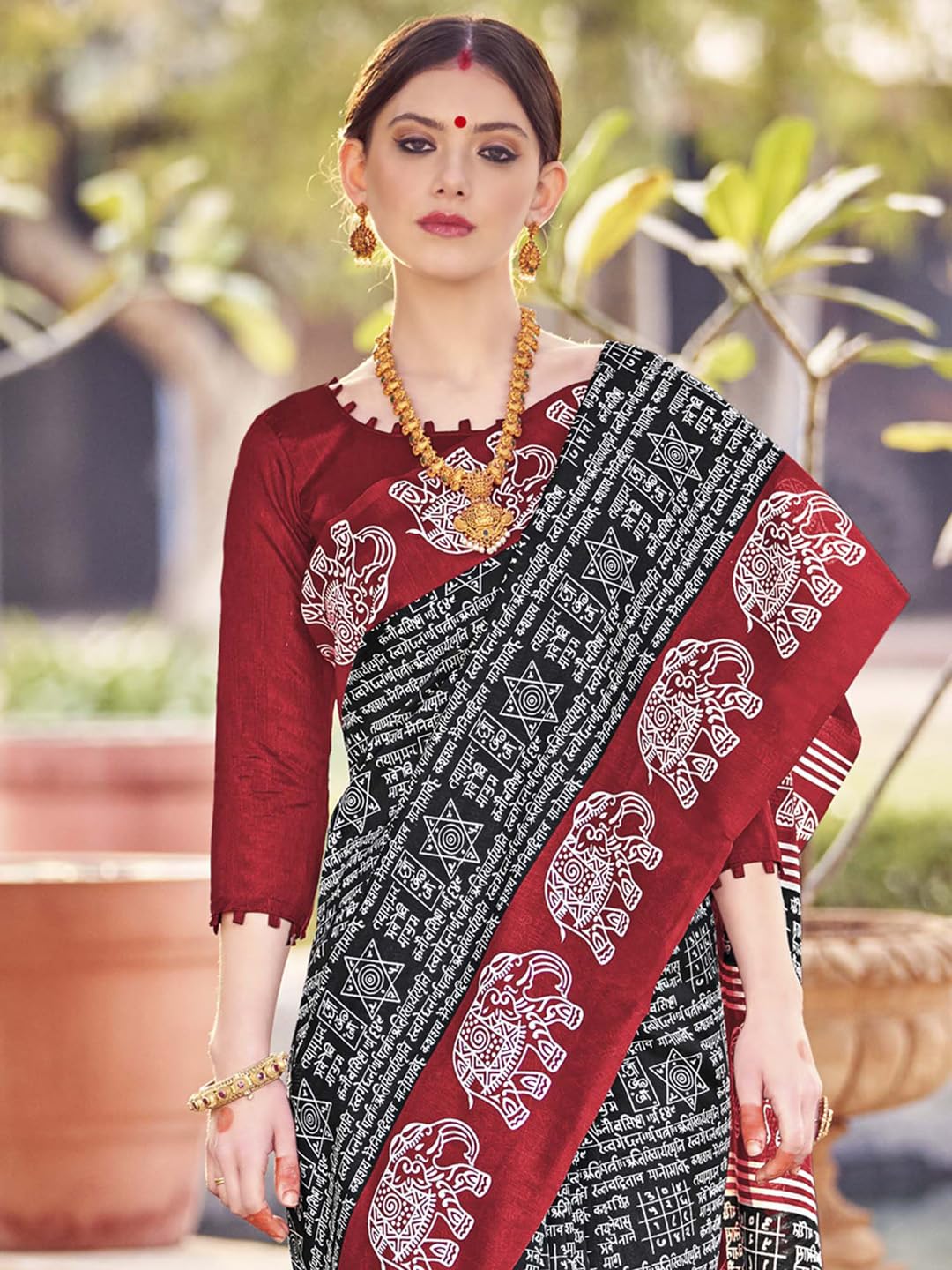 Women's Bhagalpuri Silk Ethnic Motif Printed Saree