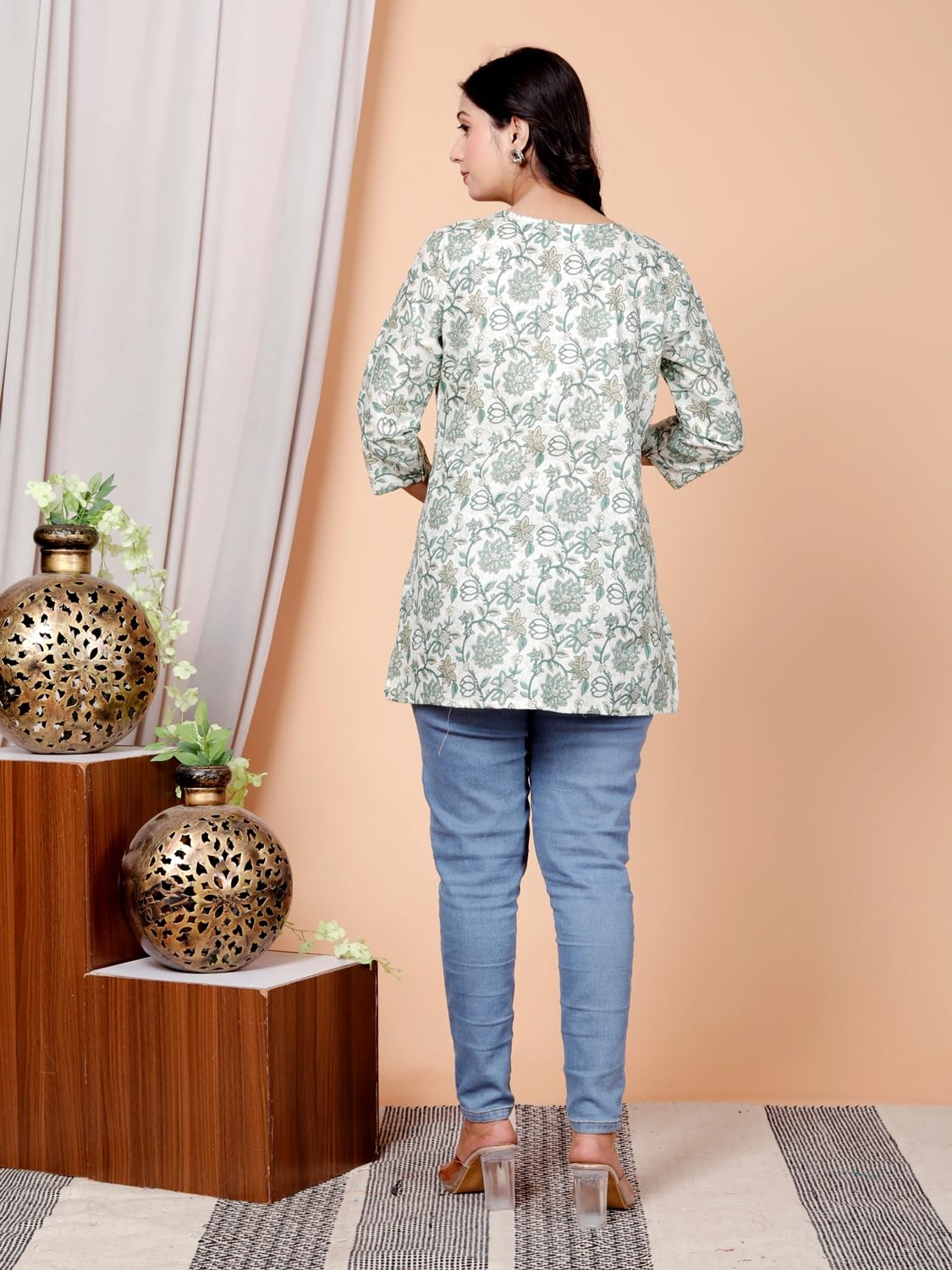 Women's Casual Jaipuri Cotton Printed Short Kurta