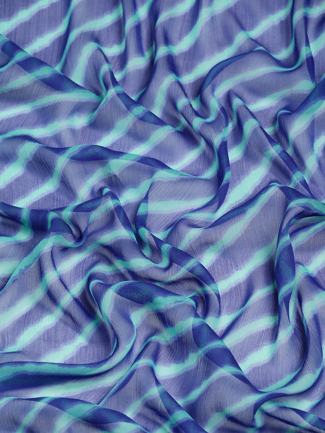 Women's Chiffon Lehriya Printed Saree Without Blouse