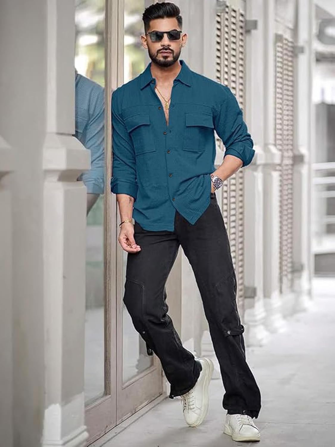 IndoPrimo Men's Regular Fit Fancy Double Pocket