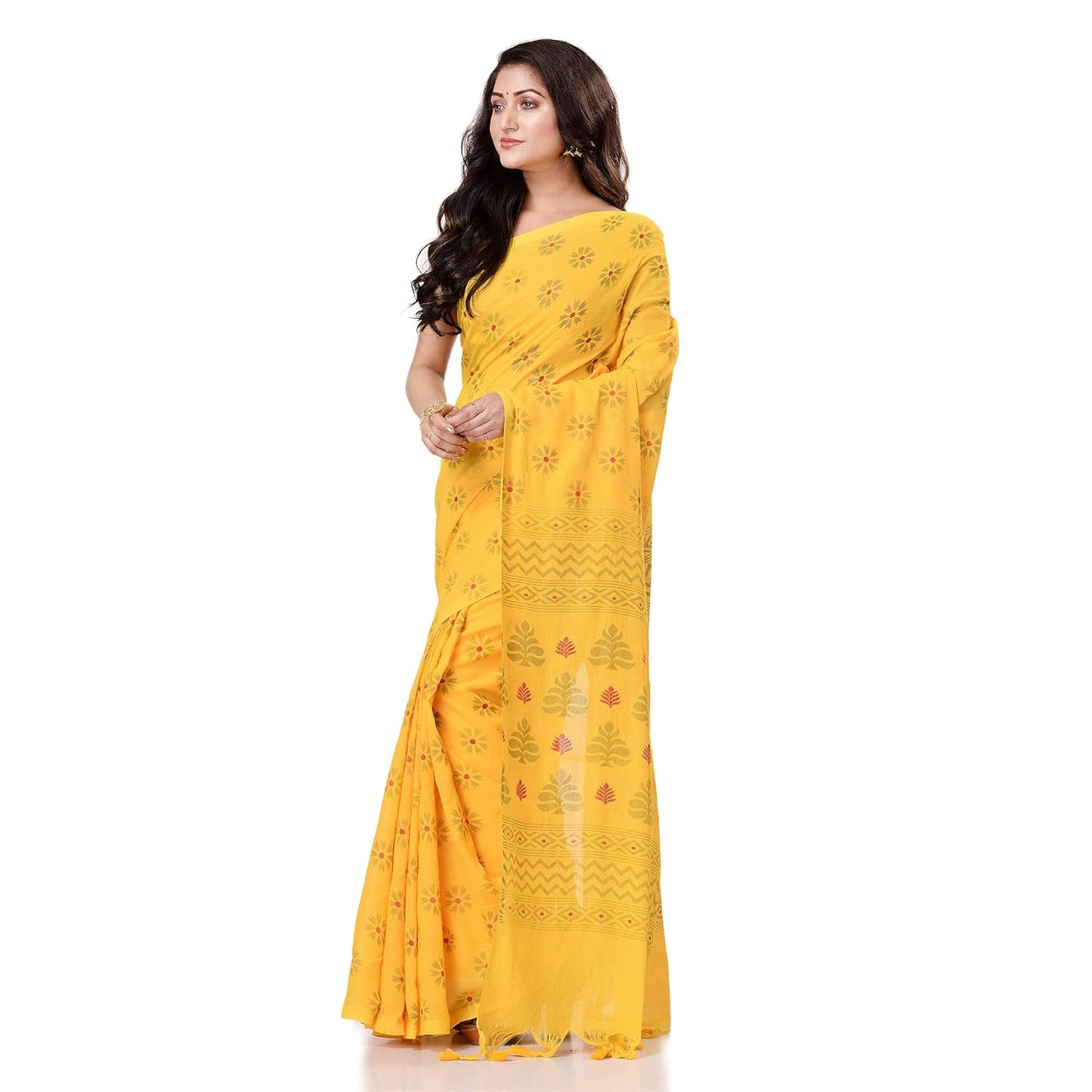 Women`sl Tant Work Design Soft Saree With Blouse Piece