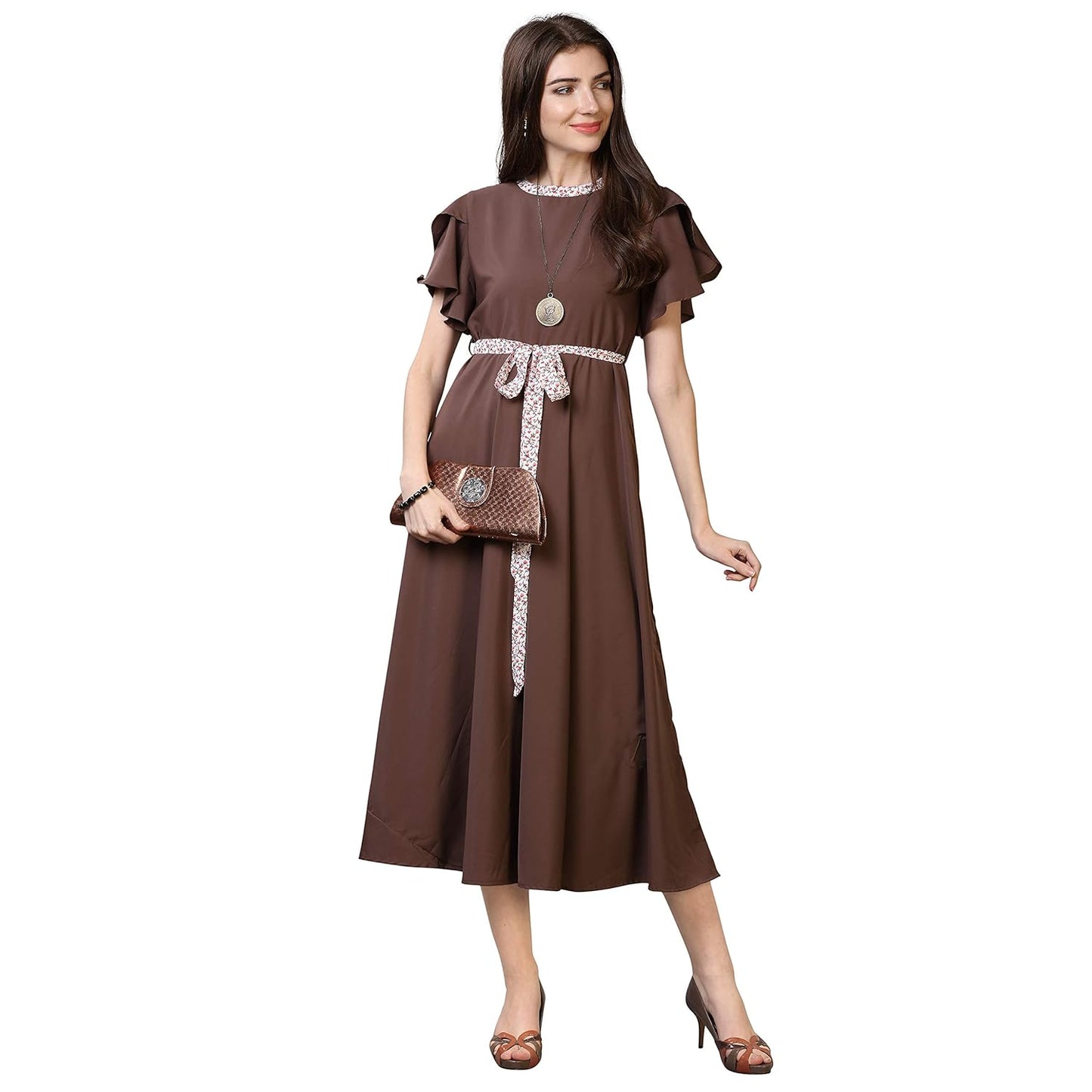 OOMPH! Women's Crepe A-Line Maxi Dress