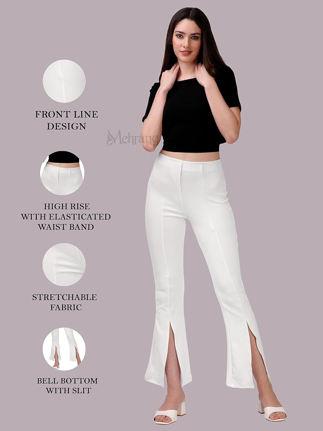 Mehrang Cotton Blend Parallel Trouser Pants Regular fit