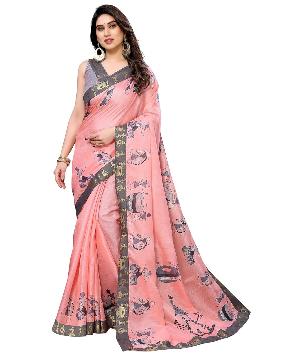 Yashika Women's Printed Kalamkari Art Silk Saree