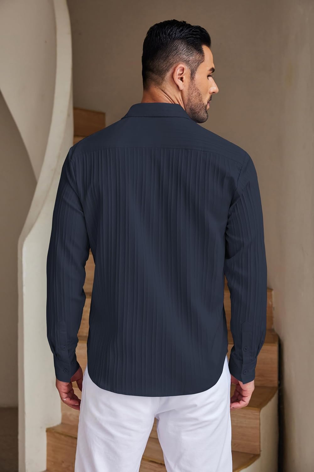 DEELMO Men's Casual Button Down Shirts Long Sleeve